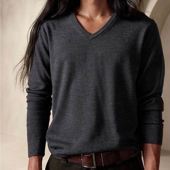 NWOT! Never worn! Charcoal gray merino wool sweater - Picture 2 of 3